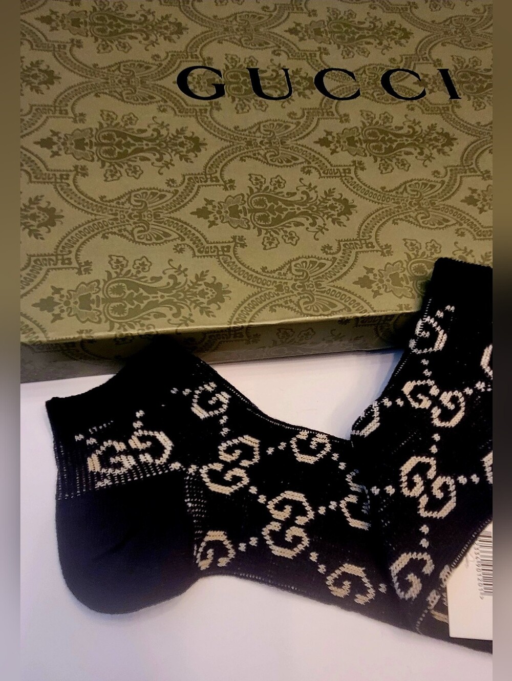 🇮🇹Gucci Black & White GG🧦 Ankle Sock✨️ - Picture 4 of 7